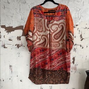 Zara Orange Floral Dress bohemian